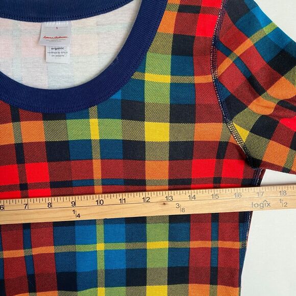 Hanna Anderson Top Long sleeve Women's S Multicolor Vibrant Plaid Cotton Casual - Picture 3 of 6